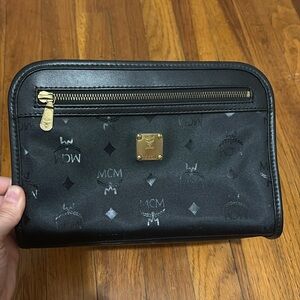 MCM Black Leather Clutch